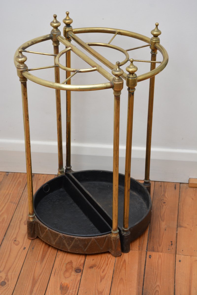 Pair Of English Antique Umbrella Stands in Brass, Victorian c1870s - Image 10